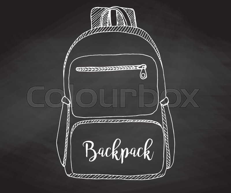 800x668 Sketch Of A Rucksack. Backpack Isolated On The Chalkboard. Vector - Rucksack Sketch