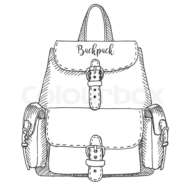 800x800 Sketch Of A Rucksack. Backpack Isolated On White Background - Rucksack Sketch