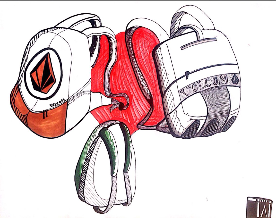 1136x898 Rucksack Sketches For The Brand Volcom - Rucksack Sketch