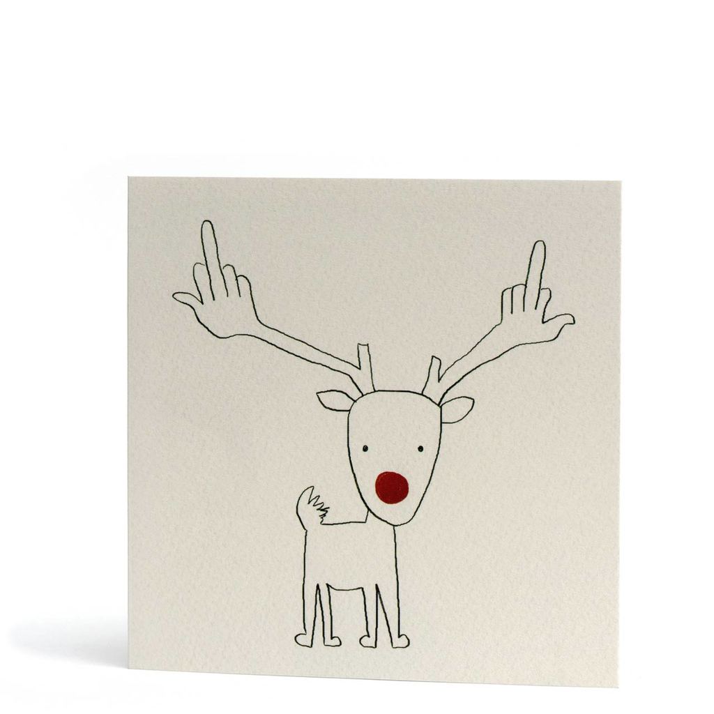 1024x1024 Flip The Bird Rudolph Christmas Greeting Card - Rudolph Sketch