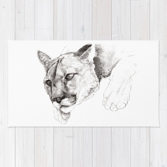 700x700 Sketch Of A Captived Mountain Lion Rug By - Rug Sketch