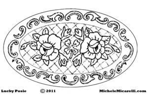 300x194 Lucky Posie Sketch Web Michele Micarelli Rug Hooking Wool - Rug Sketch