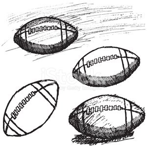 300x300 Rugby American Football Sketch Set Isolated On White Background - Rugby Ball Sketch