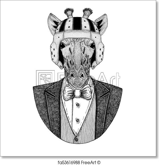 561x581 Free Art Print Of Camelopard, Giraffe Elegant Rugby Player. Old - Rugby Sketch