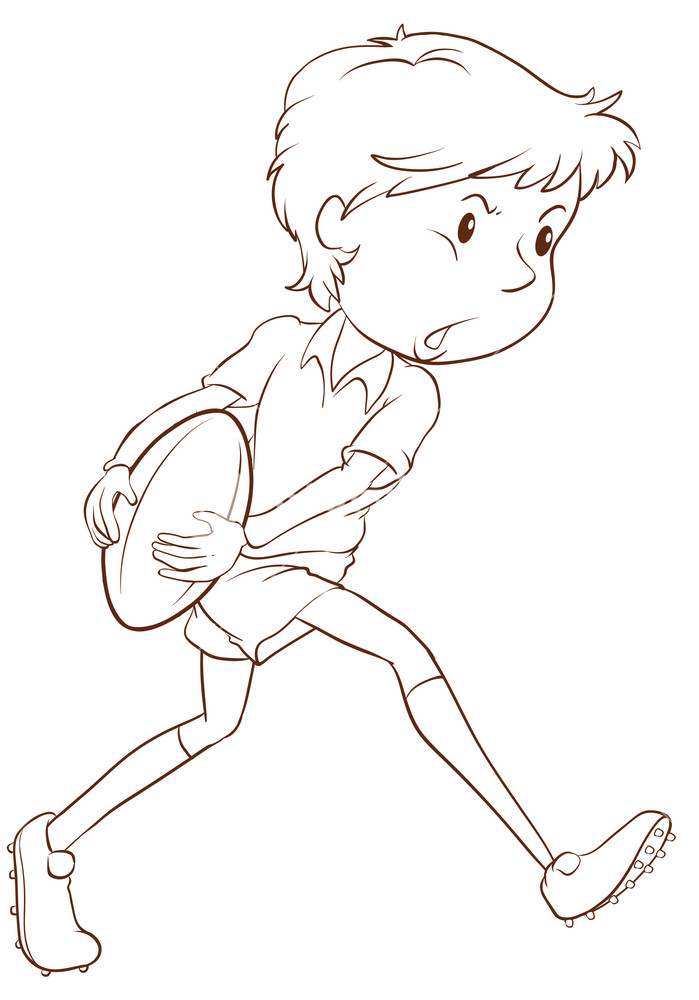 699x1000 Illustration Of A Simple Sketch Of A Man Playing Rugby On A White - Rugby Sketch