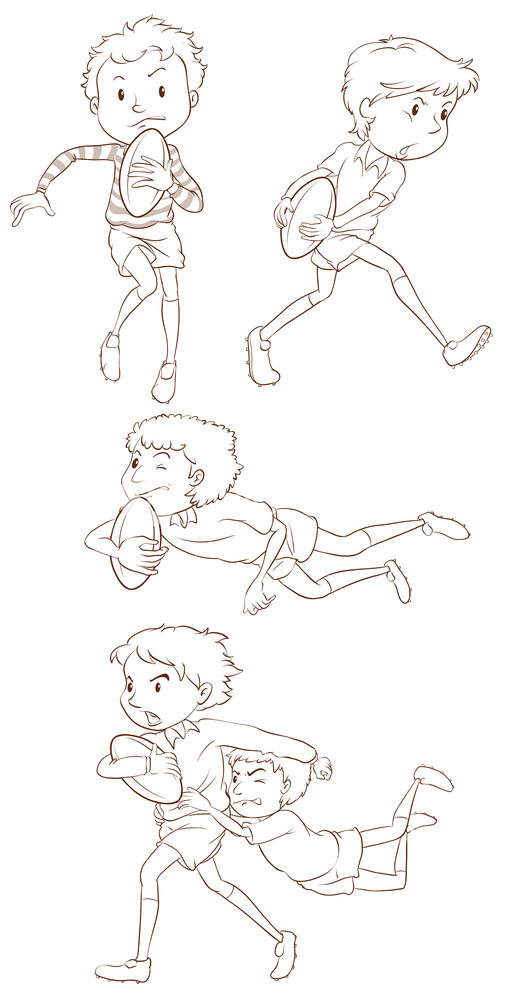 505x1000 A Plain Sketch Of The Rugby Players On A White Background Royalty - Rugby Sketch