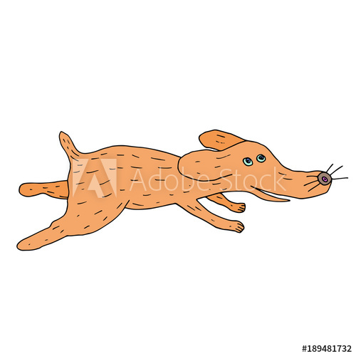 500x500 Running Dog. Hand Drawn Illustration. Cartoon Vector Sketch - Running Dog Sketch