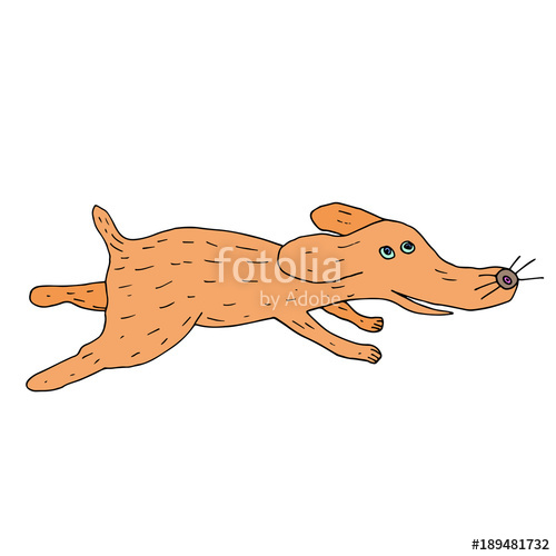500x500 Running Dog. Hand Drawn Illustration. Cartoon Vector Sketch Stock - Running Dog Sketch