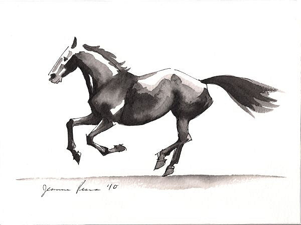 600x448 Running Horse Watercolor Sketch A Recent Watercolor And - Running Horse Sketch