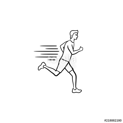 500x500 Running Man Hand Drawn Outline Doodle Icon. Marathon Run, Health - Running Man Sketch