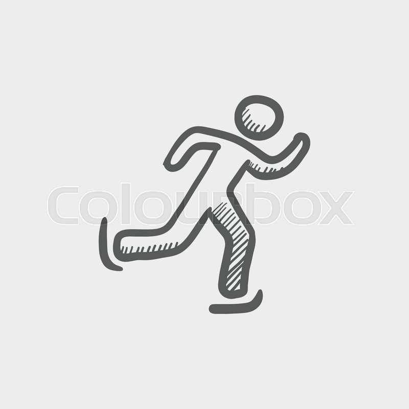 800x800 Running Man Sketch Icon For Web And Mobile. Hand Drawn Vector Dark - Running Man Sketch