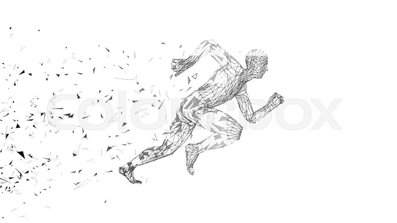 800x450 Conceptual Abstract Running Man. Runner With Connected Lines, Dots - Running Man Sketch