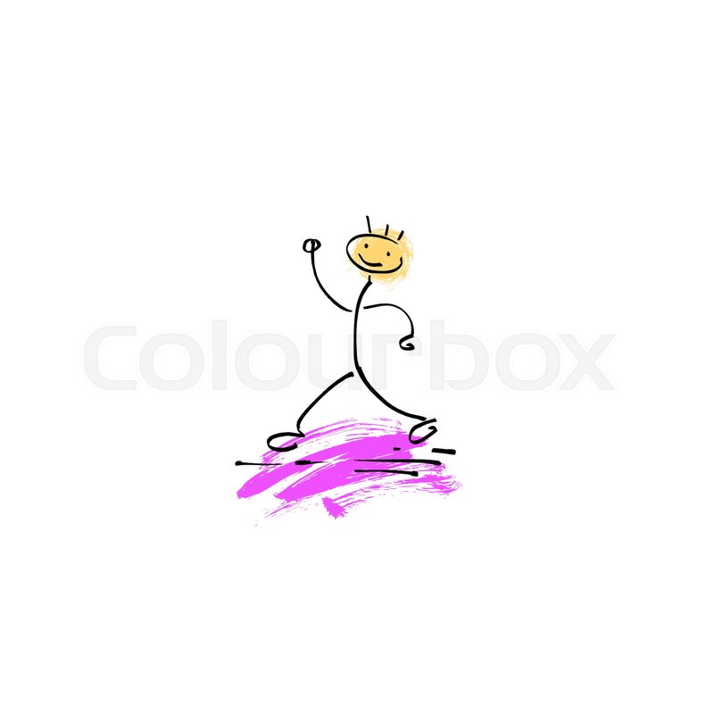 800x800 Hand Drawing Sketch Doodle Human Stick Figure Running Man On Paint - Running Man Sketch