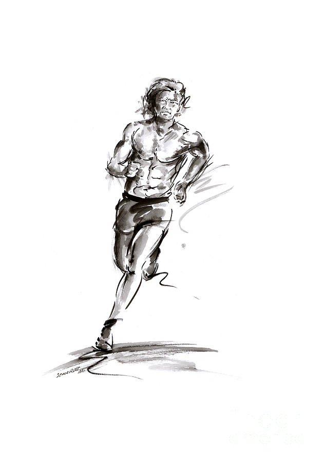 631x900 Run Lovers Running Man Painting Sport Athletic Olimpic Iron Man - Running Man Sketch