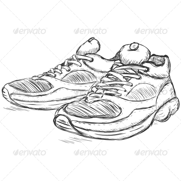 590x590 Running Shoes Sketch By Nikiteev Graphicriver - Running Shoes Sketch