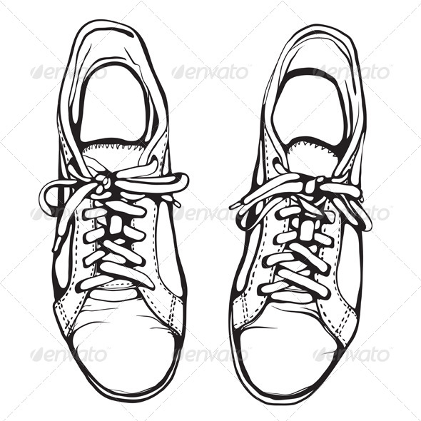 590x590 Shabby Running Shoes In Black Ink By Popmarleo Graphicriver - Running Shoes Sketch