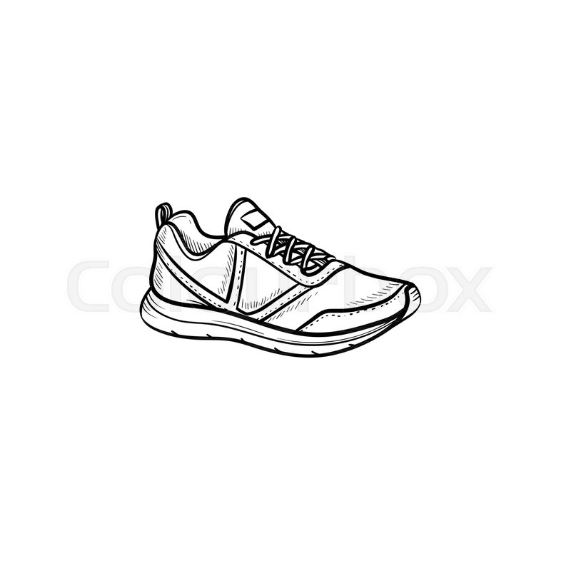 800x800 Sneaker, Running Shoe Hand Drawn Outline Doodle Icon. Sport, Style - Running Shoes Sketch