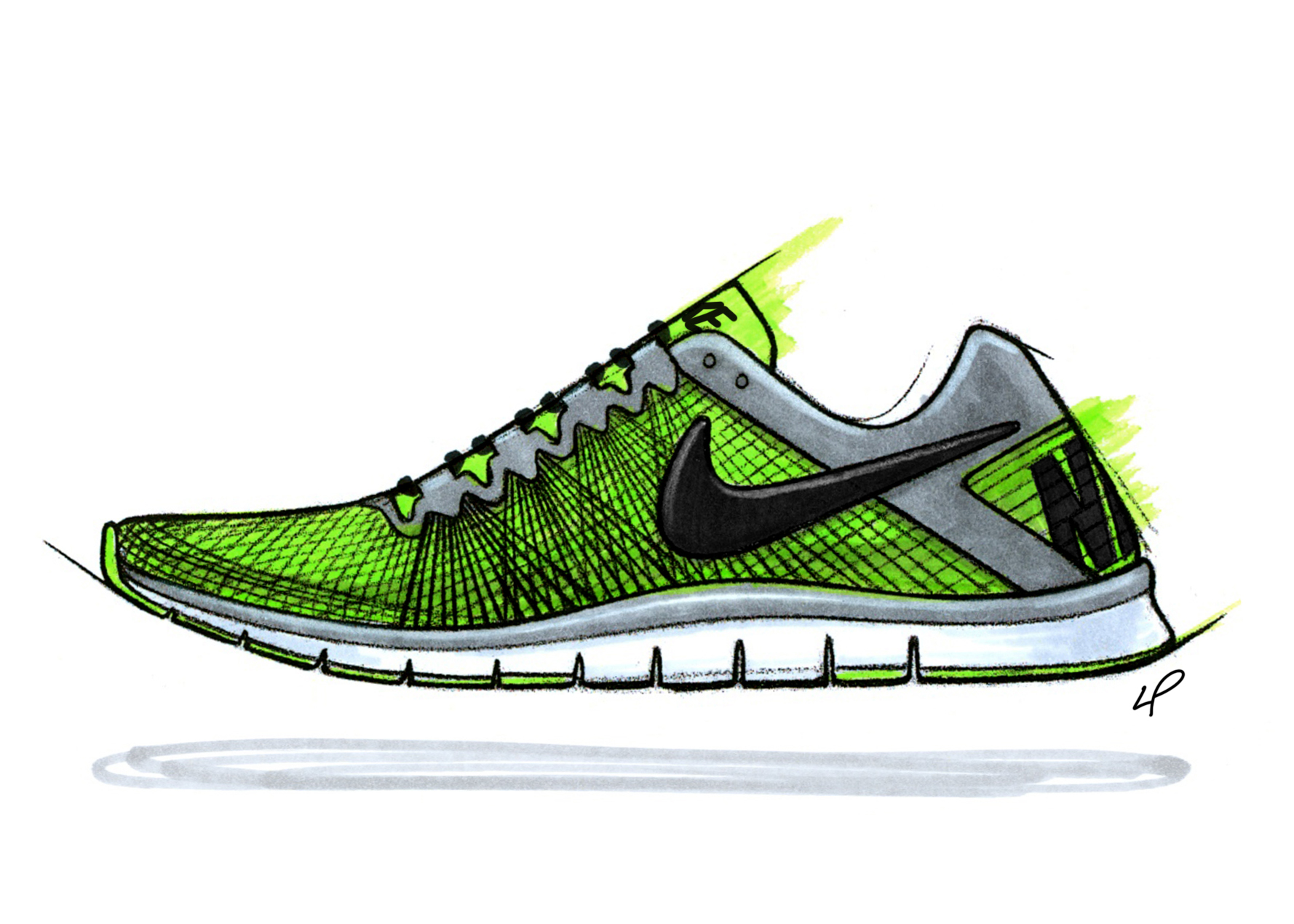 1778x1270 Nike Free Running Shoe Roshie - Running Shoes Sketch
