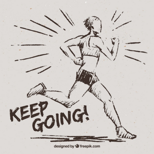 626x626 Sketch Of Woman Running With Inspirational Message Vector Free - Running Sketch