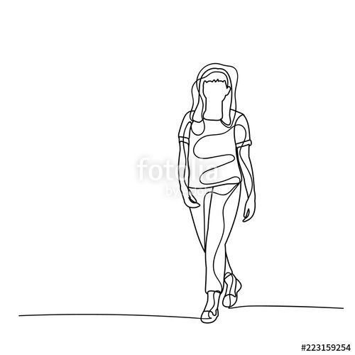 500x500 Vector, Isolated, Sketch Of A Running Girl Stock Image And - Running Sketch
