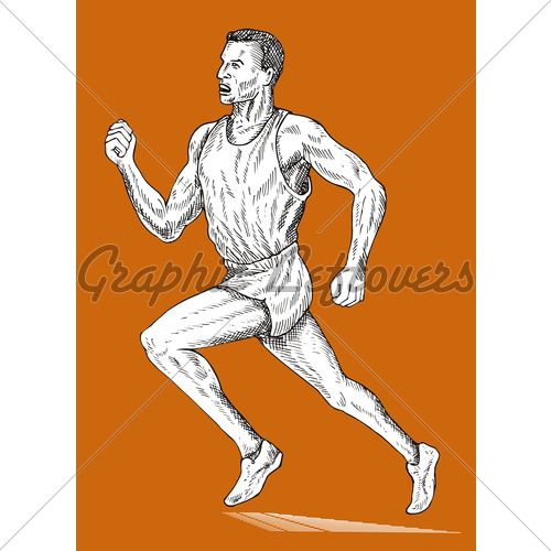 500x500 Track And Field Athlete Running Gl Stock Images - Running Track Sketch