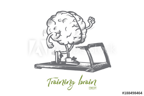 500x334 Training Brain Concept. Hand Drawn Human Brain Training On Running - Running Track Sketch