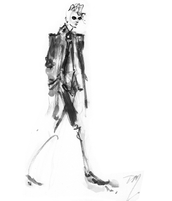 600x700 Live Runway Sketch John Varvatos Fall 2012 Final Fashion - Runway Sketches