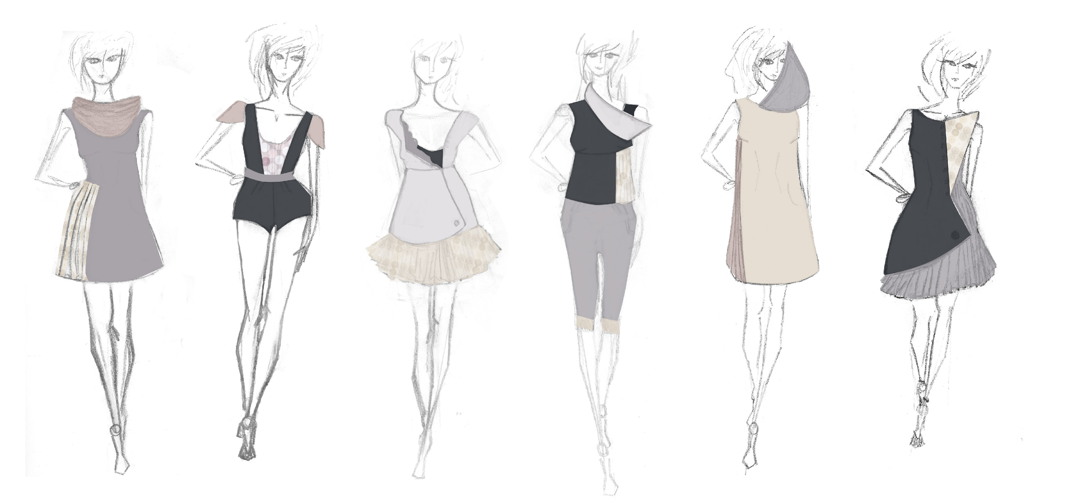 3600x1694 Sketches Models Colorpallette2 Final Clementiny Clothing - Runway Sketches