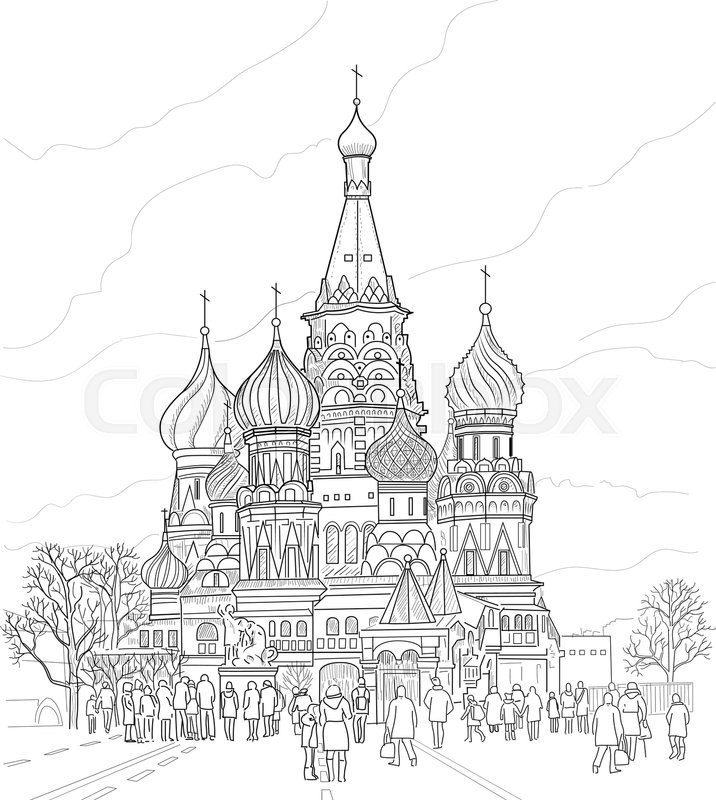 716x800 Sketch Of The Cathedral Of Vasily The Blessed. Moscow, Russia - Russia Sketch