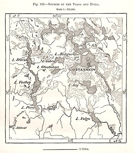 437x500 Sources Of The Volga And Dvina. Ostashkov Russia. Sketch Map - Russia Sketch