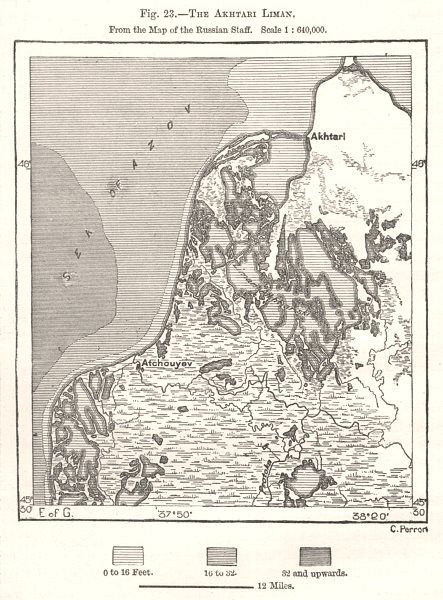 443x600 The Akhatari Liman. Sea Of Azov. Krasnodar. Russia. Sketch Map - Russia Sketch