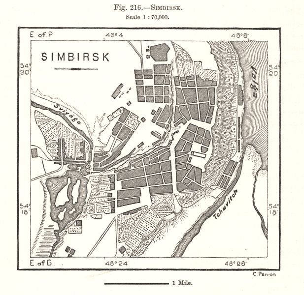 617x600 Ulyanovsk City Town Plan. Russia. Sketch Map 1885 Old Antique Chart - Russia Sketch