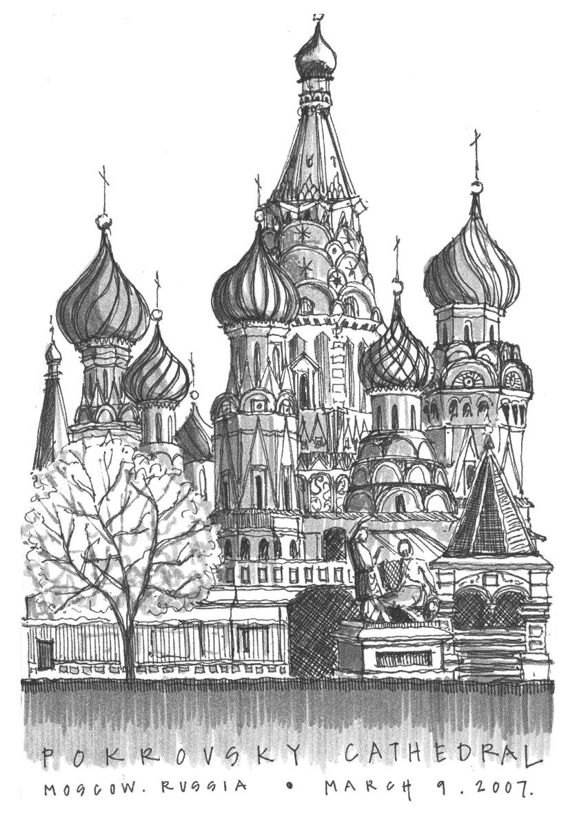 840x1200 Around The World In Black And White Pen And Ink Travel Sketches - Russia Sketch