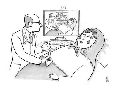 400x300 A Doctor Is Seen Giving An Sonogram To A Russian Doll, And The - Russian Doll Sketch