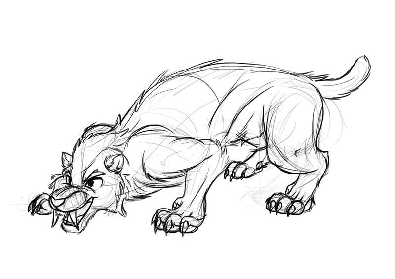 800x566 Sabre Tooth Tiger Sketch By Tungro - Saber Tooth Tiger Sketch