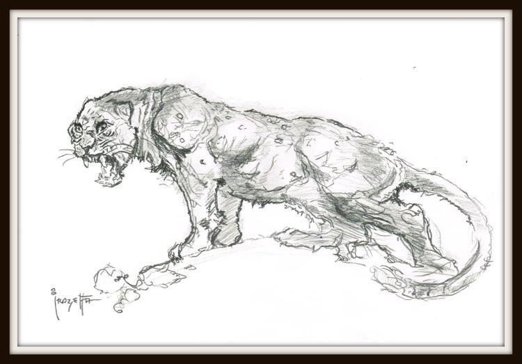 750x523 Frank Frazetta Sabertooth Tiger Drawing. - Saber Tooth Tiger Sketch
