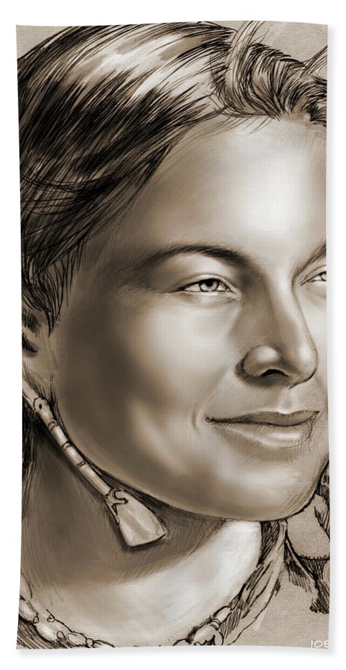 500x967 Sacagawea 2 Beach Towel For Sale By Greg Joens - Sacagawea Sketch