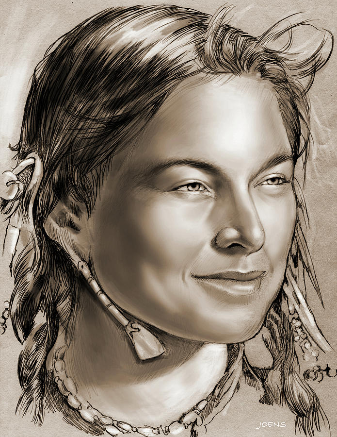 695x900 Sacagawea 2 Drawing By Greg Joens - Sacagawea Sketch