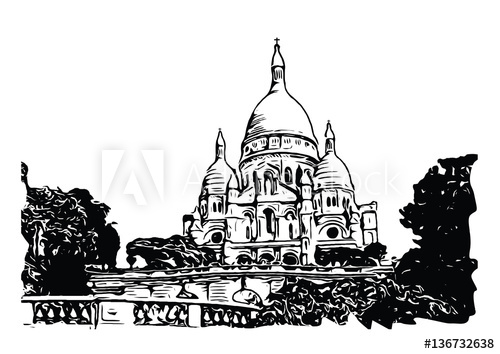 500x354 Paris Landmark The Basilica Of The Sacred Heart Of Paris. - Sacre Coeur Sketch