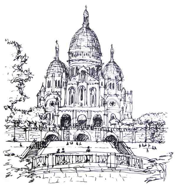 600x630 Sacre Coeur Sketch By My Talented Classmate Kim Daul - Sacre Coeur Sketch