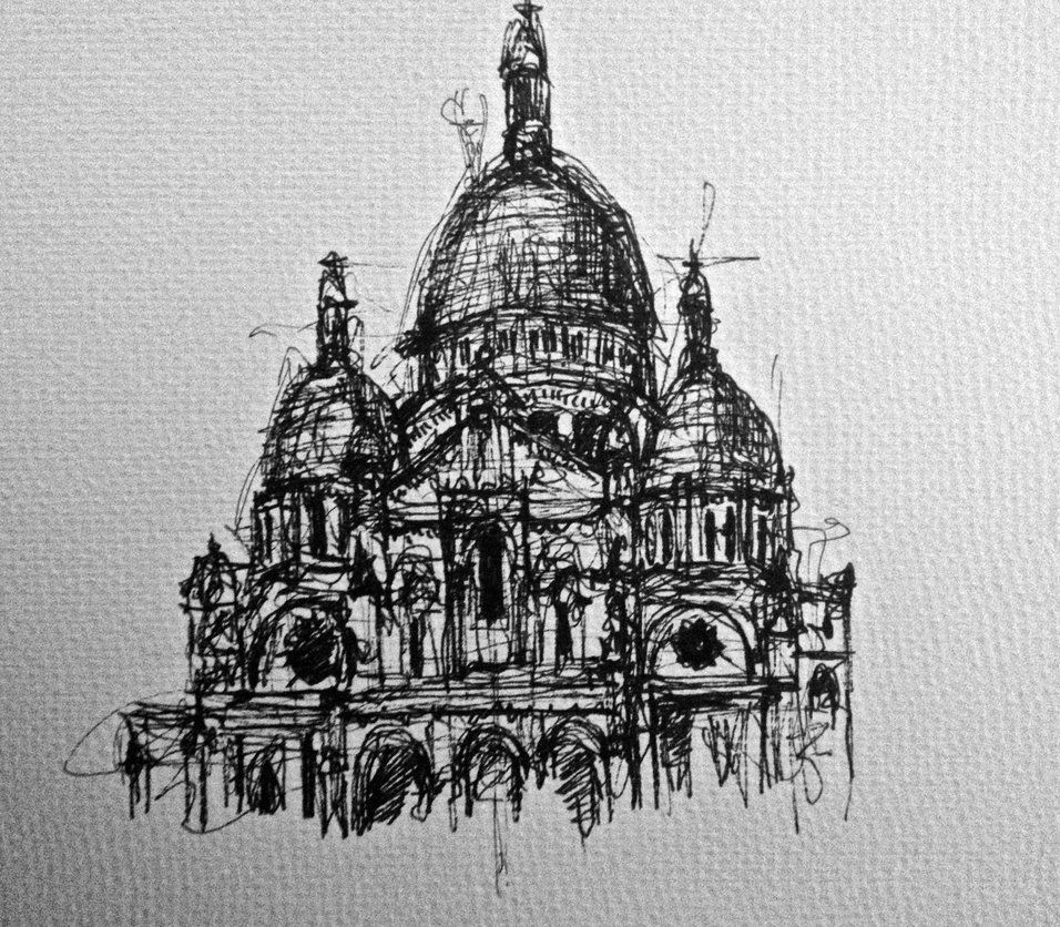 956x836 Sacre Coeur By Charlottelt Illustration - Sacre Coeur Sketch