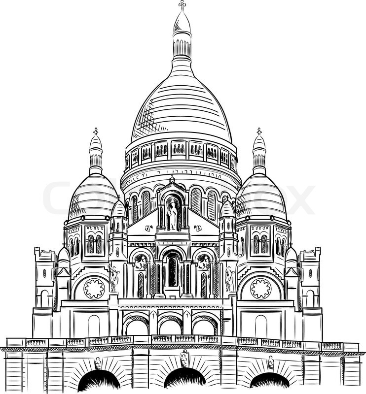 742x800 Sacre Coeur Isolated On The White Stock Vector Colourbox - Sacre Coeur Sketch