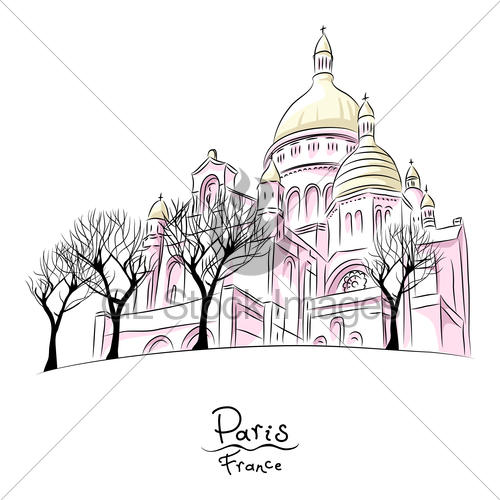 500x500 Vector Sketch Of Sacre Coeur In Paris, France Gl Stock Images - Sacre Coeur Sketch