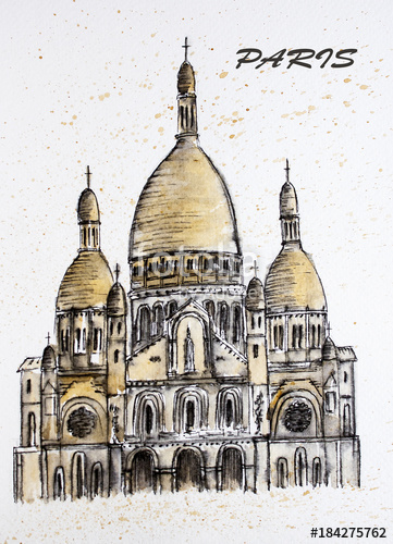 361x500 Watercolor Drawing Of The Church Of Sacre Coeur In Paris, France - Sacre Coeur Sketch