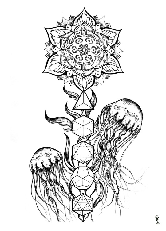 540x753 Sacred Geometry Jellyfish, A Tablet Case By Mil Et Une - Sacred Geometry Sketch