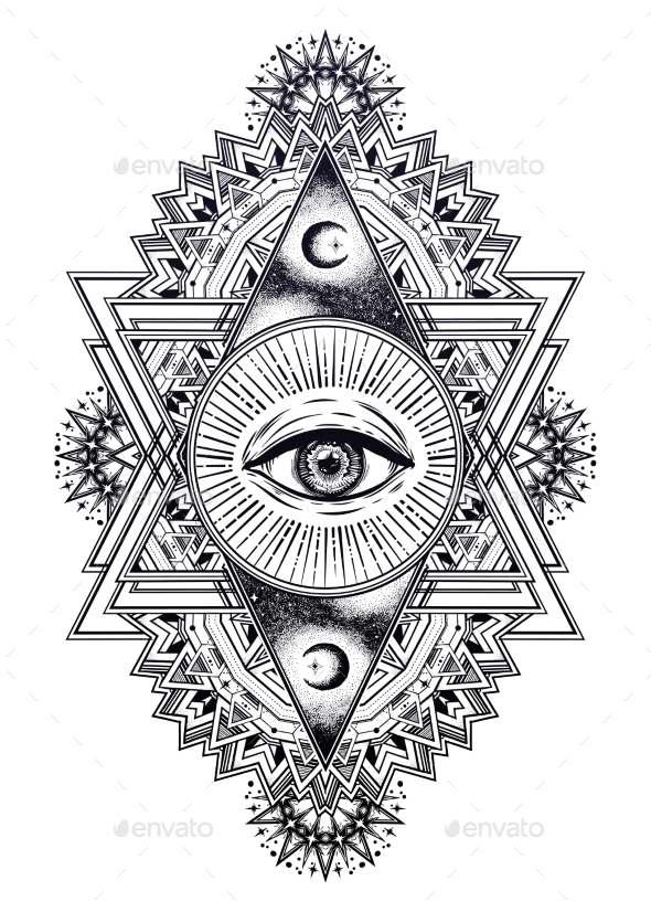 590x826 Triangle Composition With Sacred Geometry Eye. By Itskatjas - Sacred Geometry Sketch