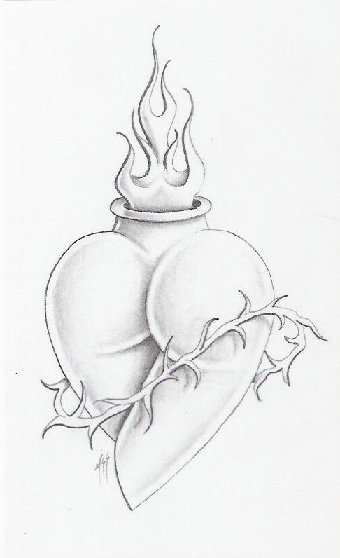 486x796 Sacred Heart By Markfellows - Sacred Heart Sketch