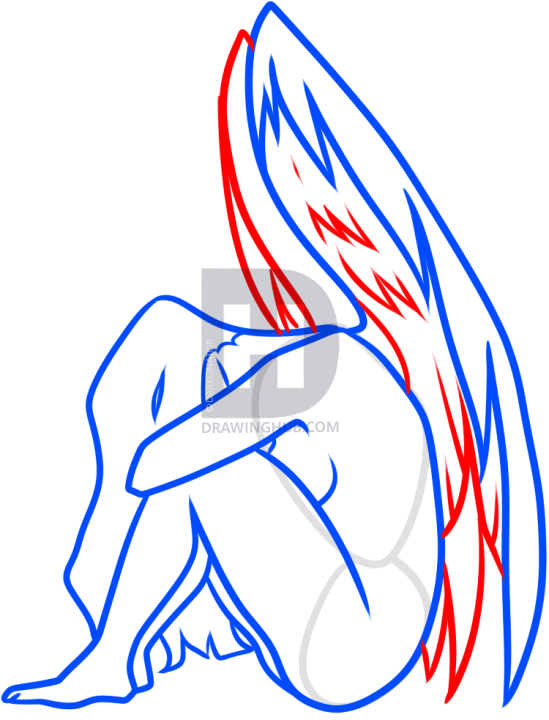 549x720 How To Draw A Sad Angel, Step By Step, Drawing Guide, By - Sad Angel Sketch