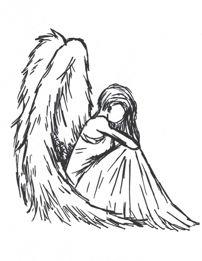 Sad Angel Sketch at Explore collection of Sad