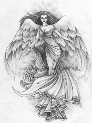 300x402 Sad Angel Tattoo Sketch - Sad Angel Sketch